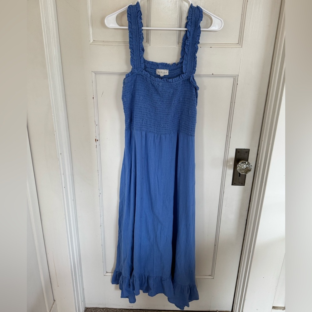 Aspiga blue organic cotton maxi‎ dress size medium